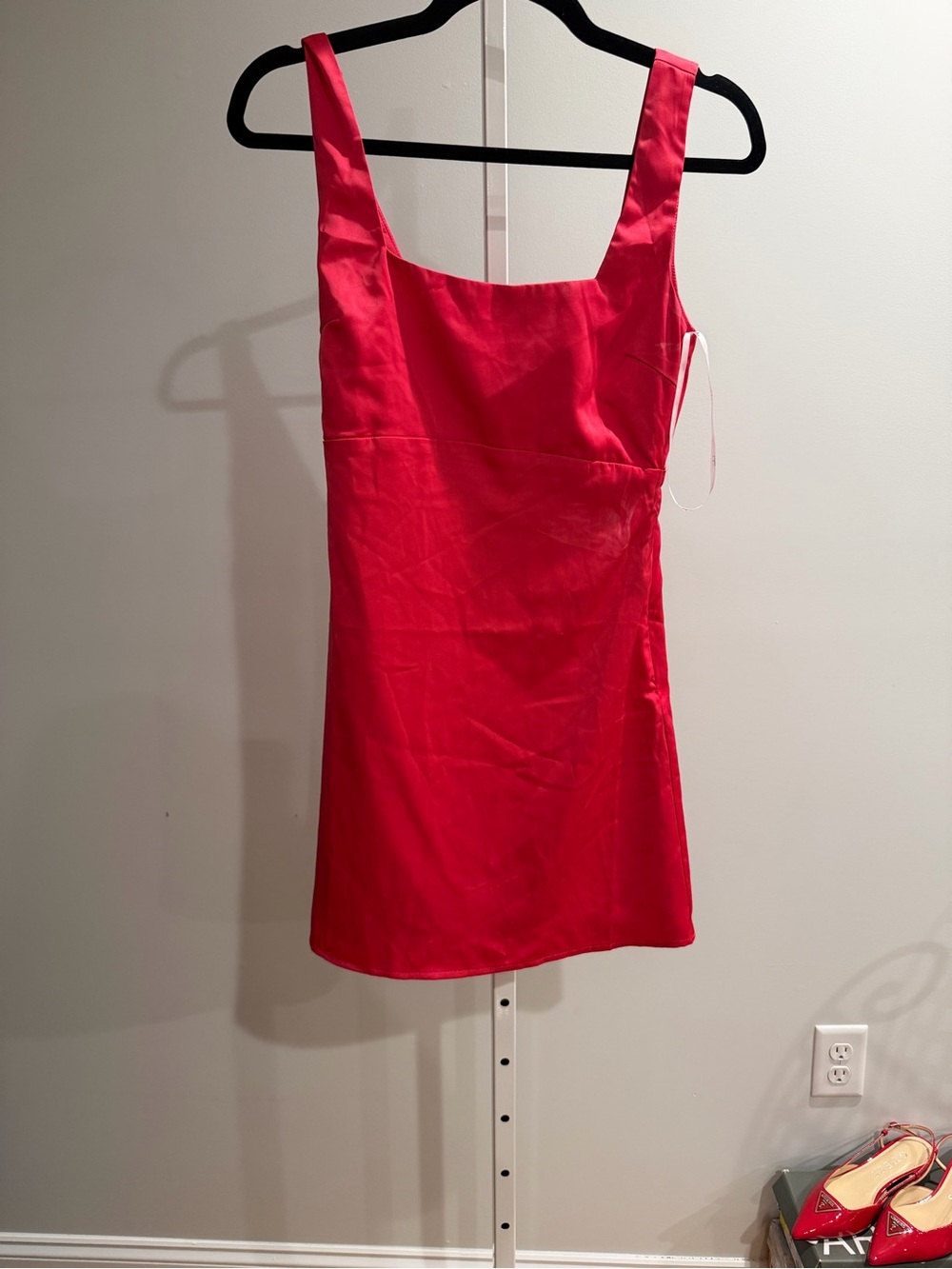 Lulu's Truly the Cutest Hot Pink Satin Square Neck Mini Dress 2/27 - Picture 2 of 4